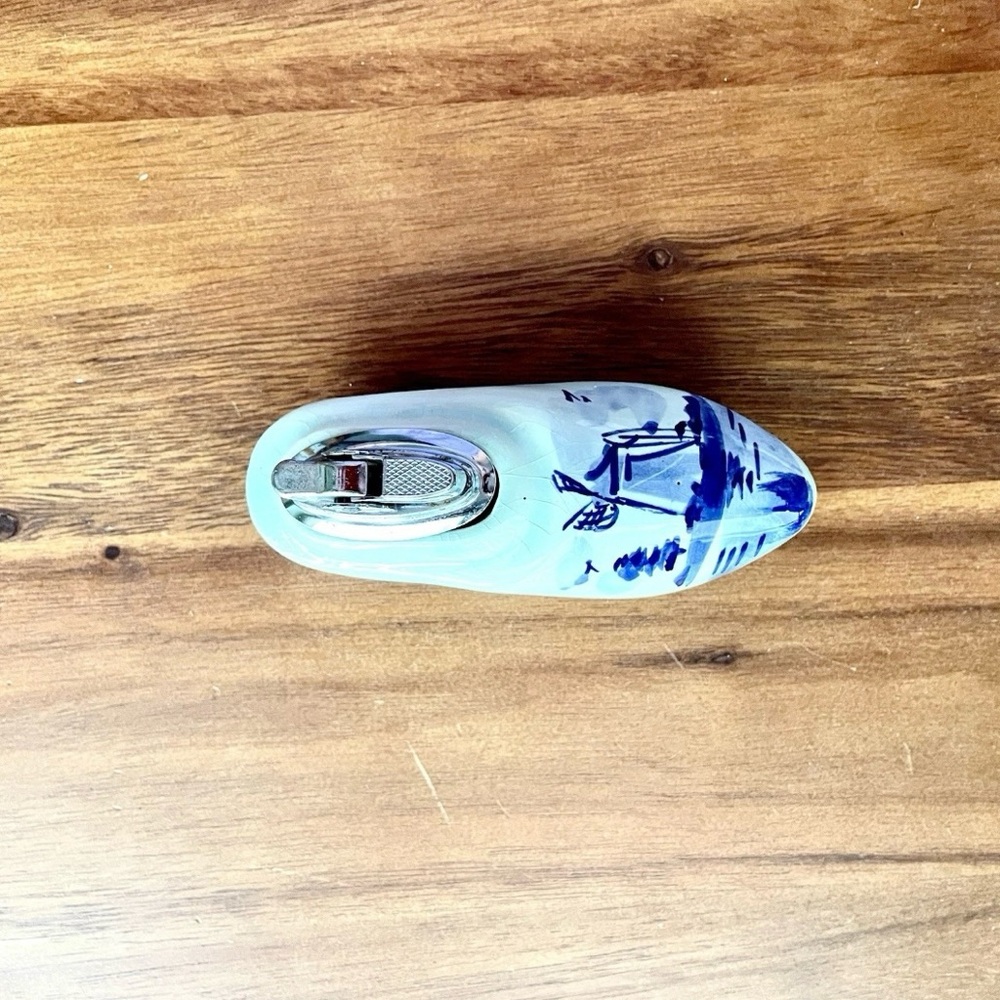 **VINTAGE** Delft Ceramic Clog/Shoe - Lighter - Blue - Holland Windmill Design
